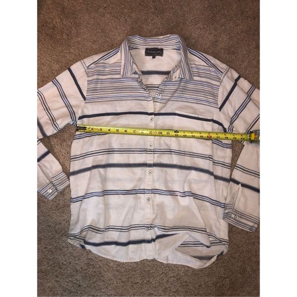 Anthropologie Michael Stars Boyfriend Stripe Button-Up Shirt, Size Medium - Picture 7 of 8